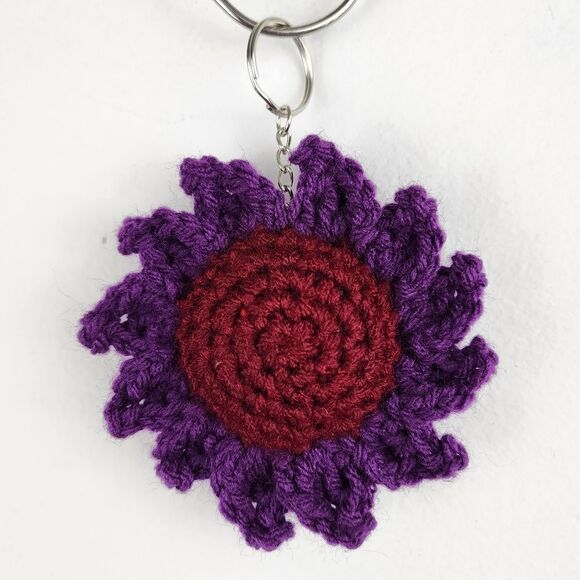 New Crochet Burgundy Purple Keychain Handmade Handcrafted - Picture 5 of 5
